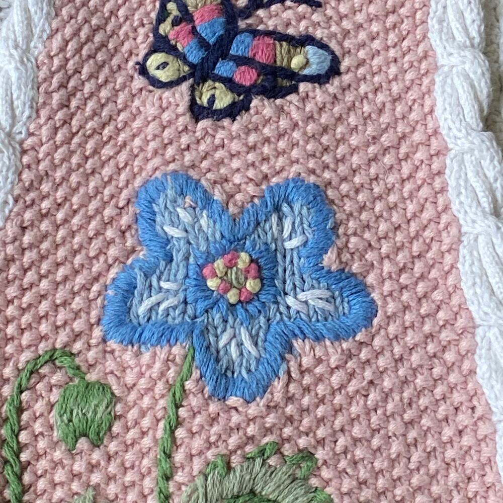 Koret Franscisca Petites Sweater Vest Sz M White Blue Embroidered Vintage - Picture 7 of 10